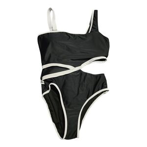 Tahari Black and White One-Piece Swimsuit, LARGE